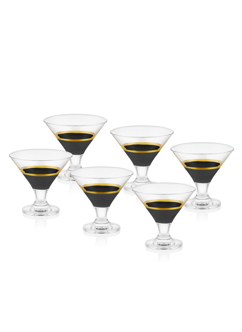 Set cupe de inghetata din sticla, Hermia, 742TMA4789, Negru - imagine 4
